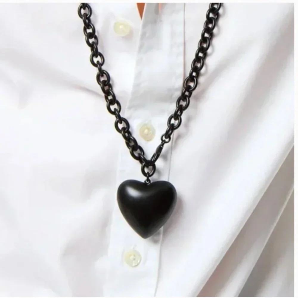 BEST Roxanne Assoulin The Puffy Heart Necklace Black Noir - Picture 1 of 4